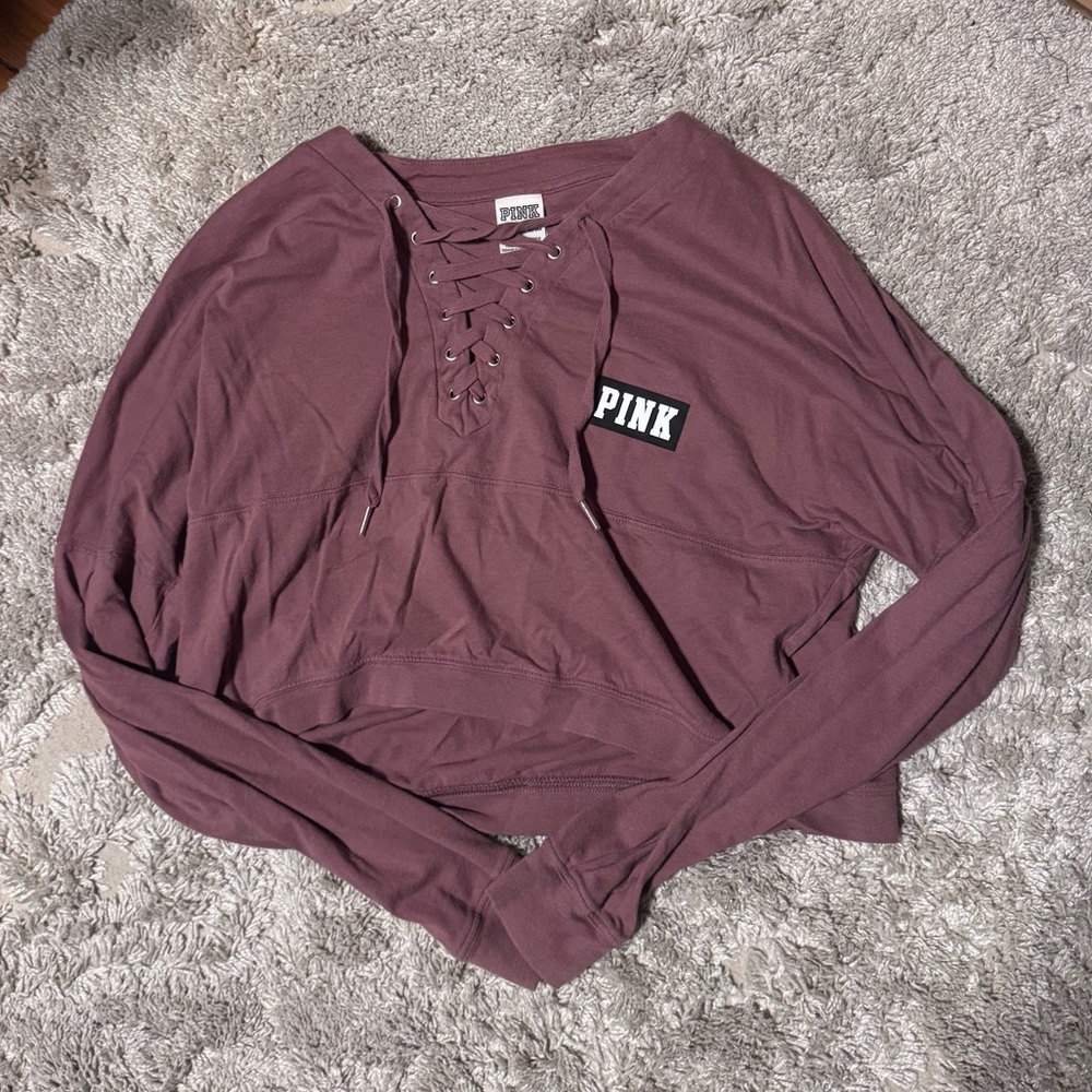 PINK Victoria's Secret Women's Pink Lace-Up Longsleeve
